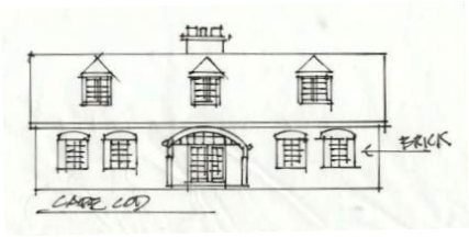 Cape Cod home elevation sketch by Clem Cizewski