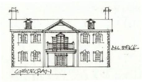 Georgian home elevation sketch by Clem Cizewski
