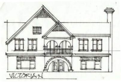 Victorian / Queen Anne home elevation sketch by Clem Cizewski