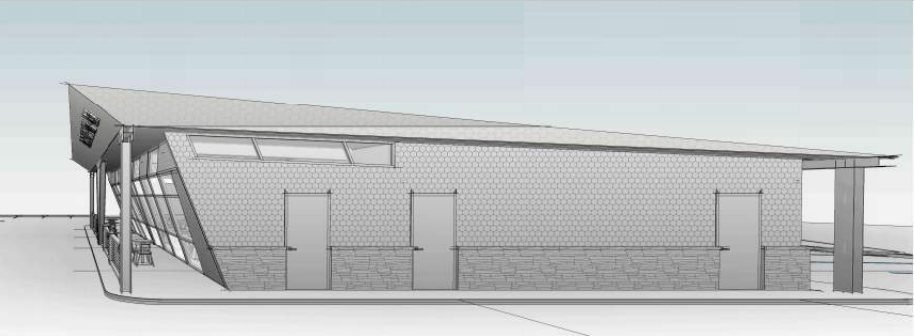 Little C's Super Mini Mart: Side elevation study