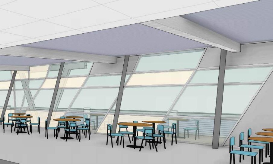 Little C's Super Mini Mart: Angled glazing at the dining edge